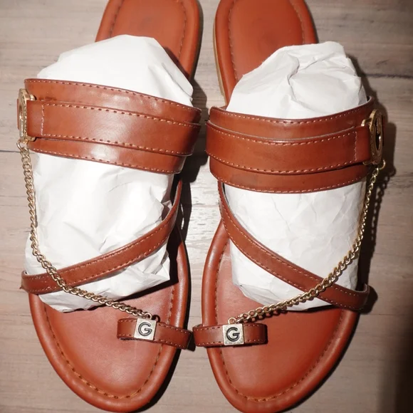 G by Guess Brown and Gold Flats with Woven Design - Picture 2 of 5